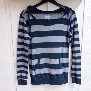 SO Black and Gray Striped Hoodie